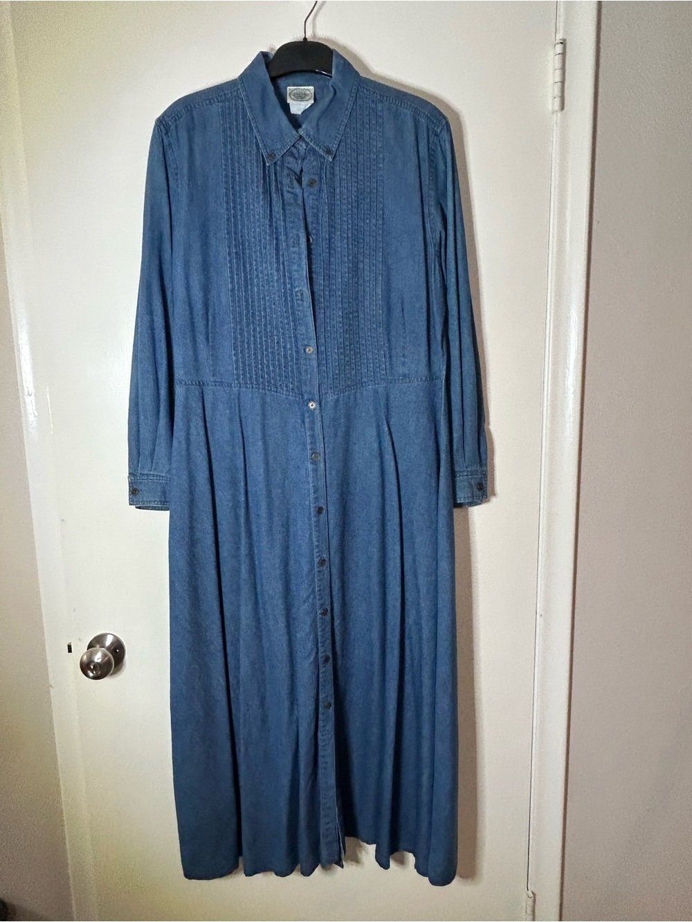 Vintage 80’s Laura Ashley Denim Button-Up Shirt Dress US Sz 12